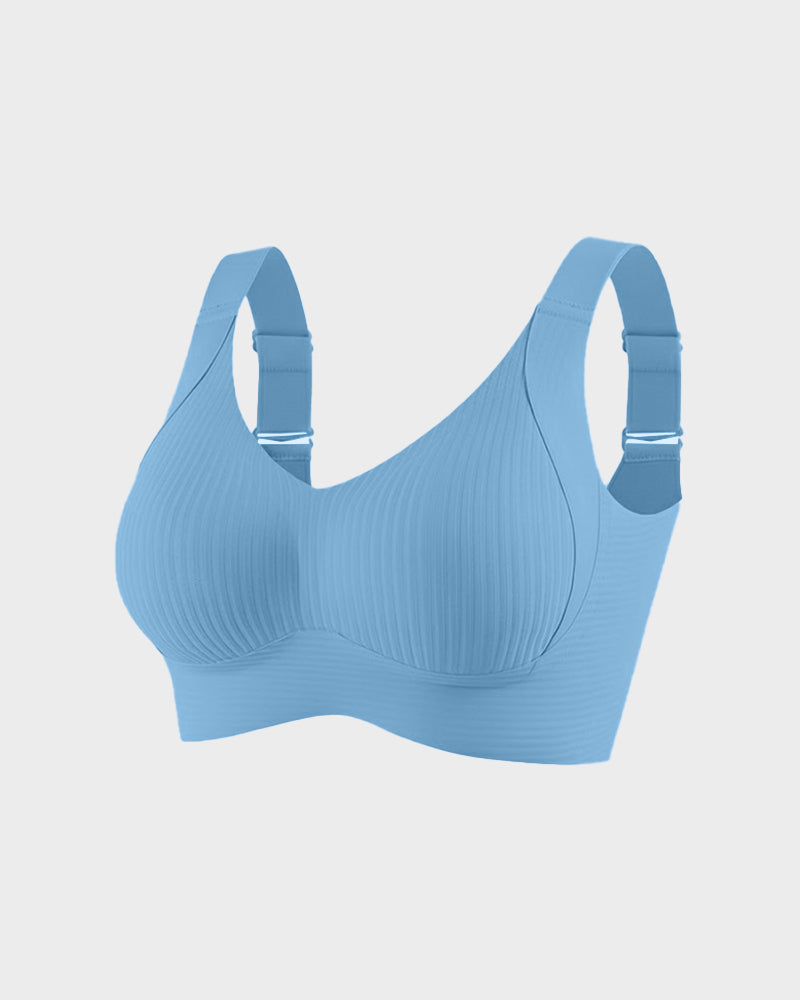 Women's Ribbed Push Up Adjustable Wireless Bra