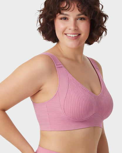 Women's Ribbed Push Up Adjustable Wireless Bra