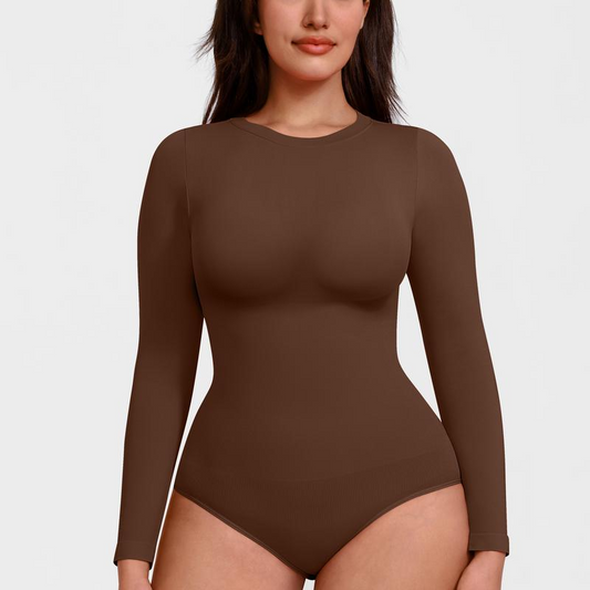 Seamless long-sleeve bodysuit for outerwear