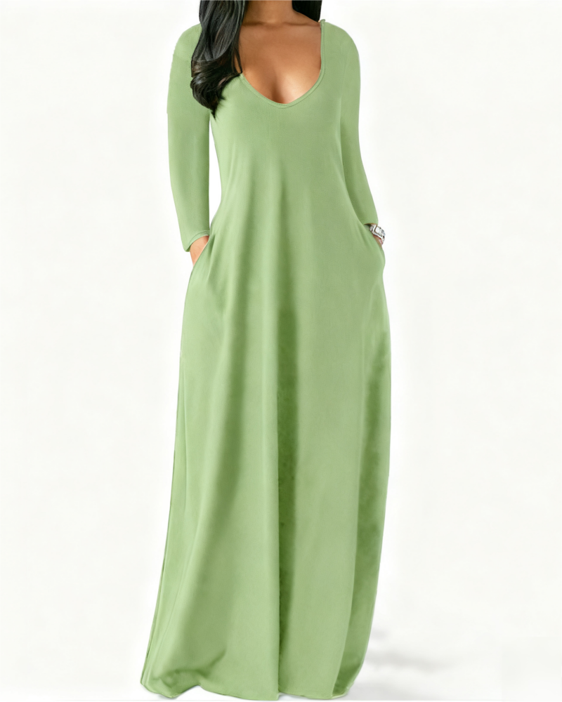 Solid Color Pocket Lounge Dress