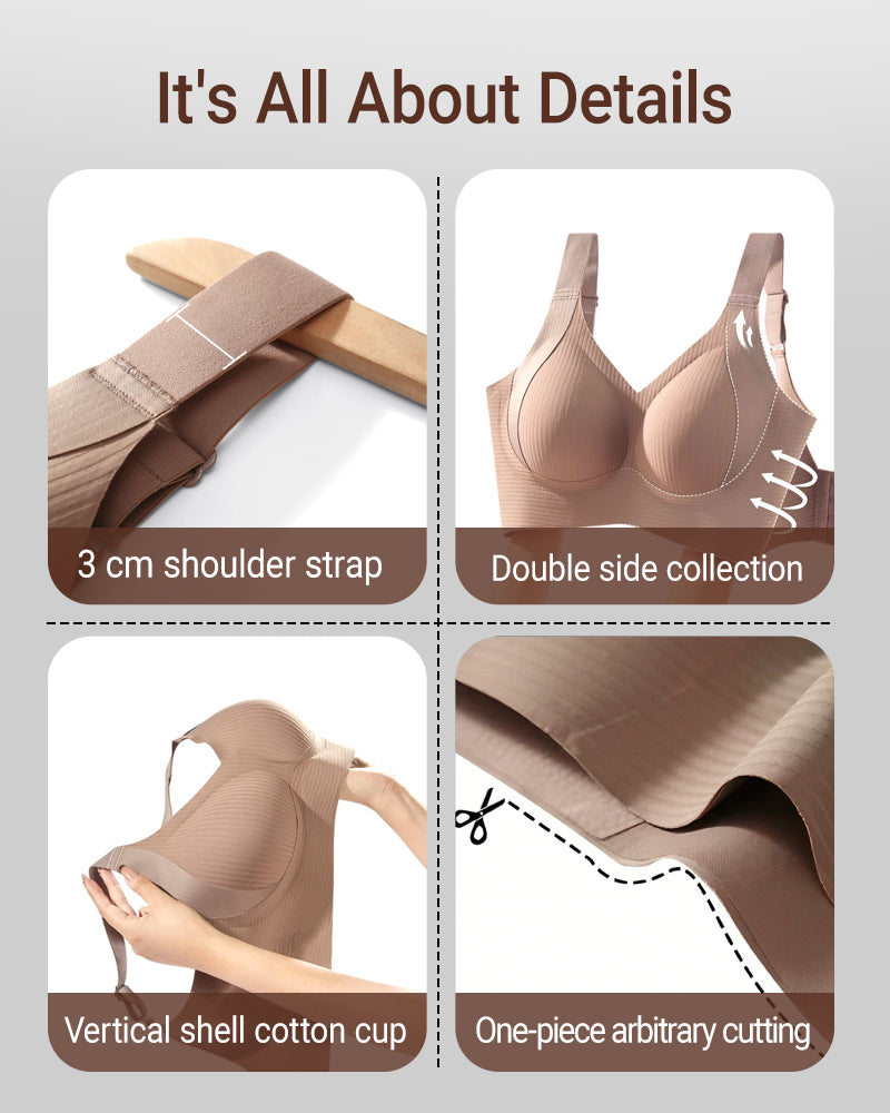 Women's Ribbed Push Up Adjustable Wireless Bra