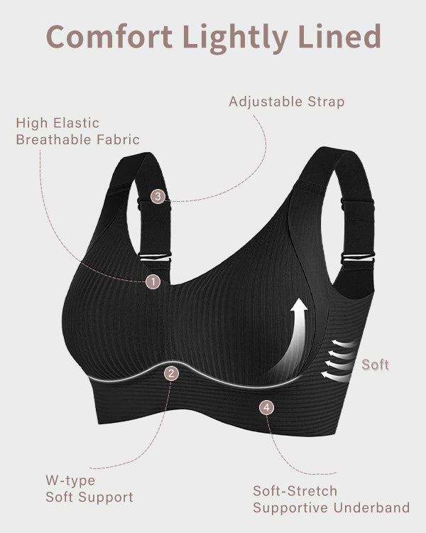 Women's Ribbed Push Up Adjustable Wireless Bra