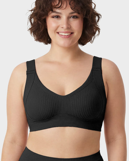 Women's Ribbed Push Up Adjustable Wireless Bra