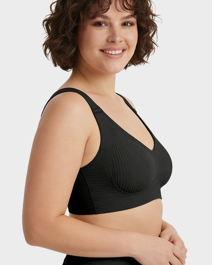 Women's Ribbed Push Up Adjustable Wireless Bra