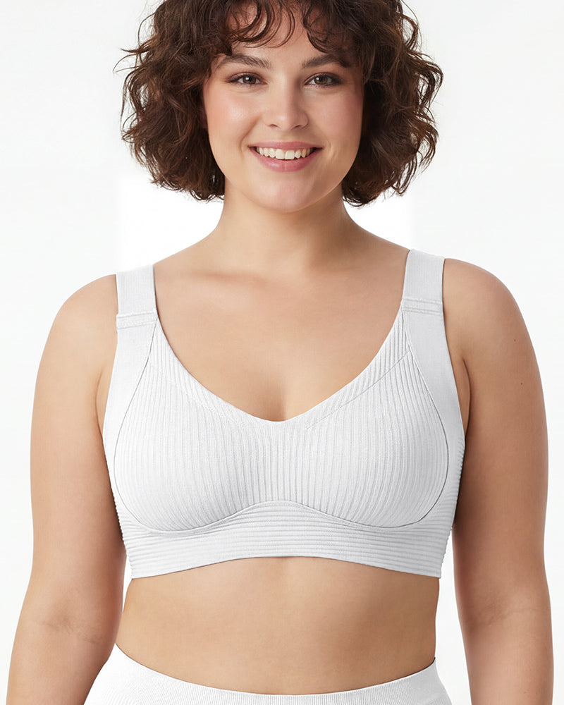 Women's Ribbed Push Up Adjustable Wireless Bra
